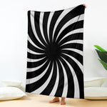 Black And White Vortex Swirl Print Blanket