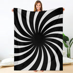 Black And White Vortex Swirl Print Blanket