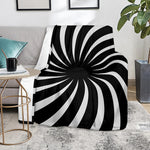 Black And White Vortex Swirl Print Blanket