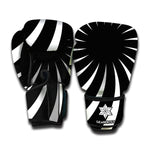 Black And White Vortex Swirl Print Boxing Gloves