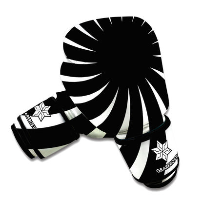 Black And White Vortex Swirl Print Boxing Gloves