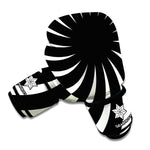 Black And White Vortex Swirl Print Boxing Gloves