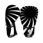 Black And White Vortex Swirl Print Boxing Gloves