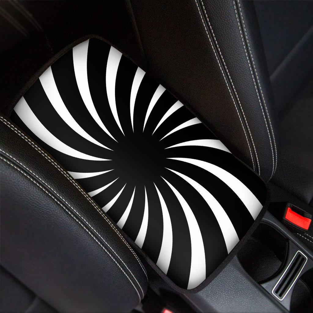 Black And White Vortex Swirl Print Car Center Console Cover