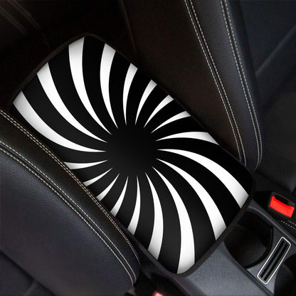 Black And White Vortex Swirl Print Car Center Console Cover