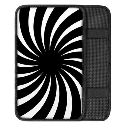 Black And White Vortex Swirl Print Car Center Console Cover