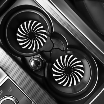Black And White Vortex Swirl Print Car Coasters