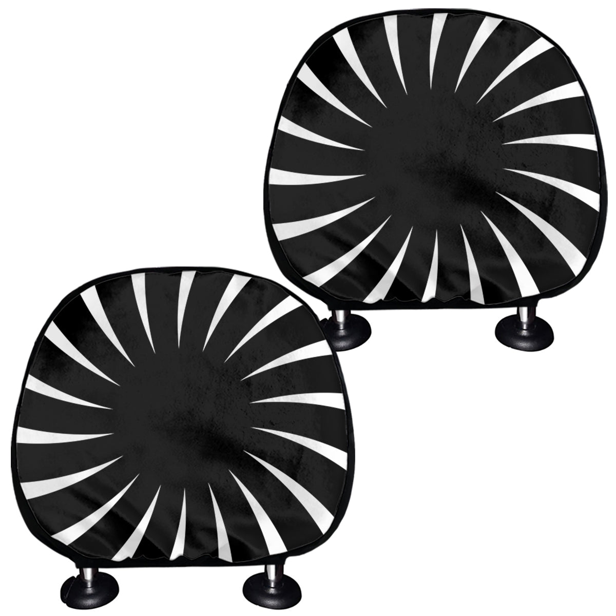 Black And White Vortex Swirl Print Car Headrest Covers