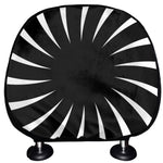 Black And White Vortex Swirl Print Car Headrest Covers