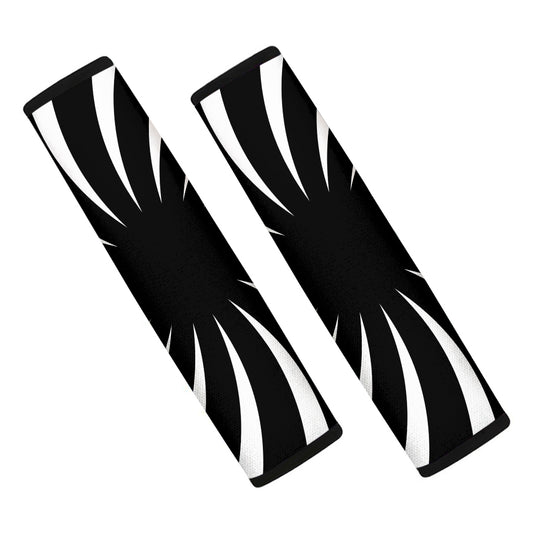 Black And White Vortex Swirl Print Car Seat Belt Covers