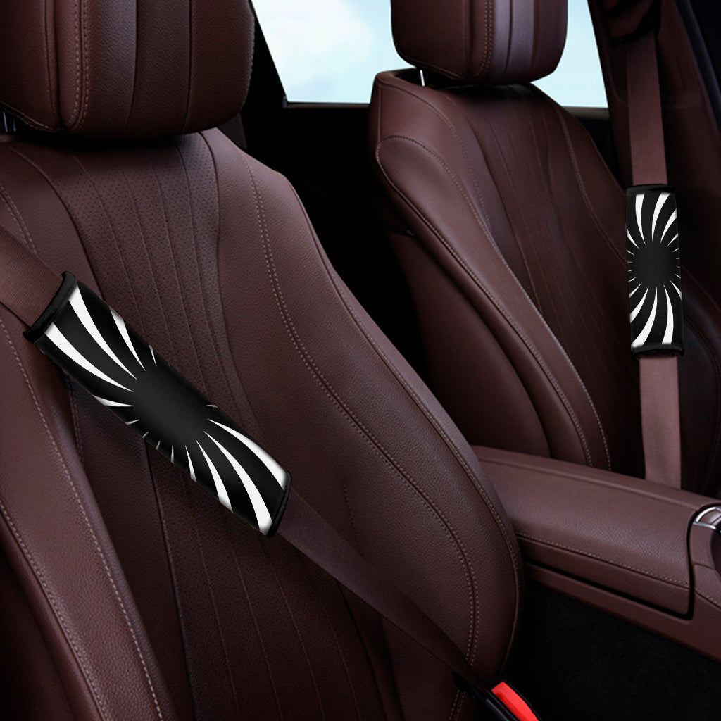 Black And White Vortex Swirl Print Car Seat Belt Covers