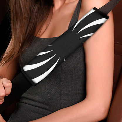 Black And White Vortex Swirl Print Car Seat Belt Covers