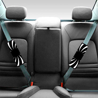 Black And White Vortex Swirl Print Car Seat Belt Covers