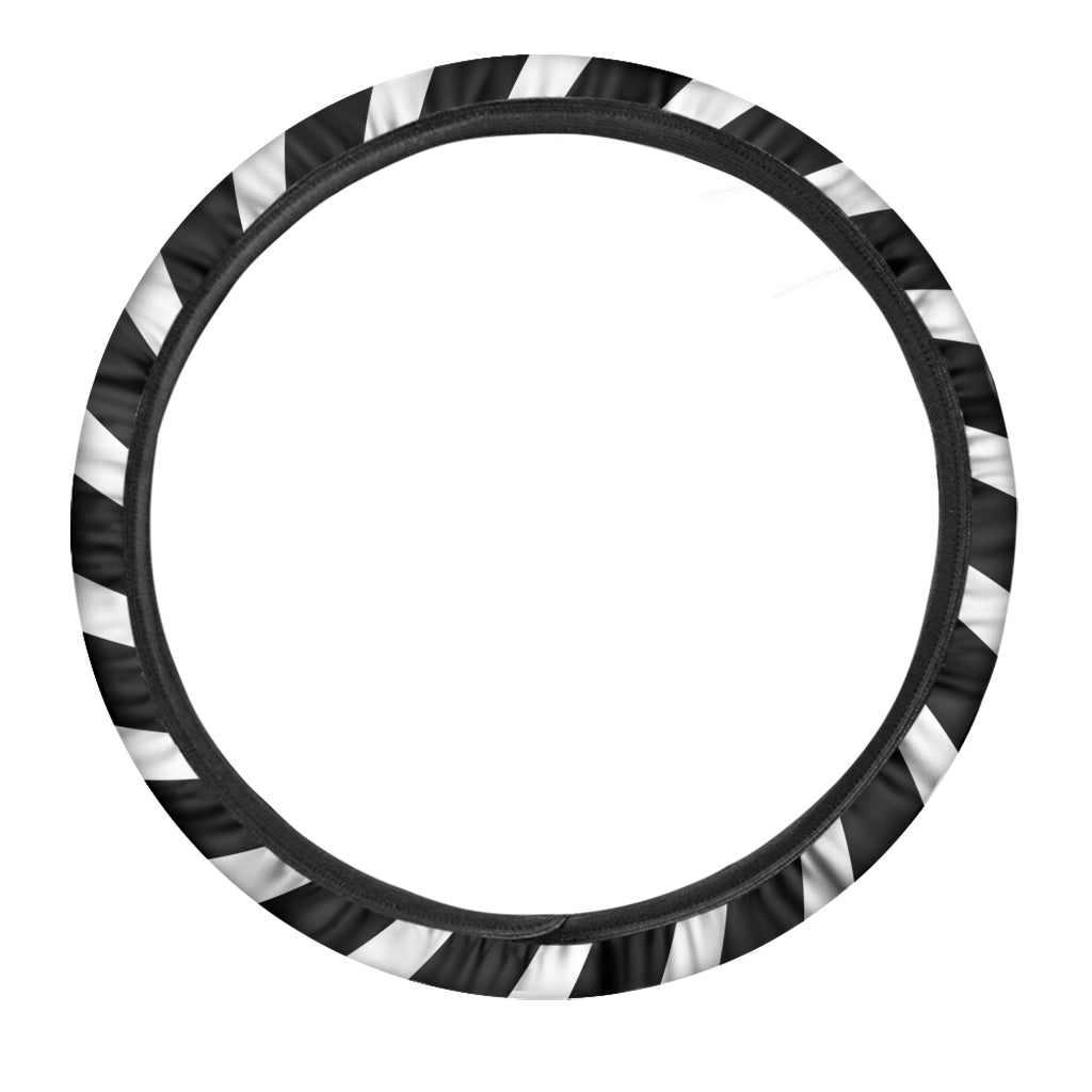 Black And White Vortex Swirl Print Car Steering Wheel Cover