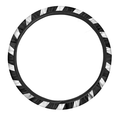 Black And White Vortex Swirl Print Car Steering Wheel Cover