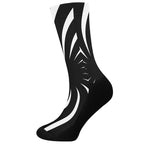 Black And White Vortex Swirl Print Crew Socks