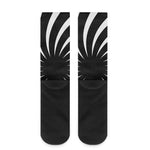 Black And White Vortex Swirl Print Crew Socks