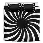 Black And White Vortex Swirl Print Duvet Cover Bedding Set