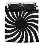 Black And White Vortex Swirl Print Duvet Cover Bedding Set