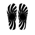 Black And White Vortex Swirl Print Flip Flops