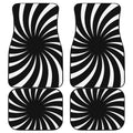 Black And White Vortex Swirl Print Front and Back Car Floor Mats