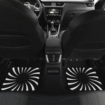 Black And White Vortex Swirl Print Front and Back Car Floor Mats