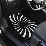 Black And White Vortex Swirl Print Front and Back Car Floor Mats