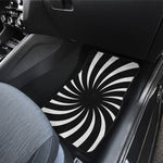 Black And White Vortex Swirl Print Front and Back Car Floor Mats