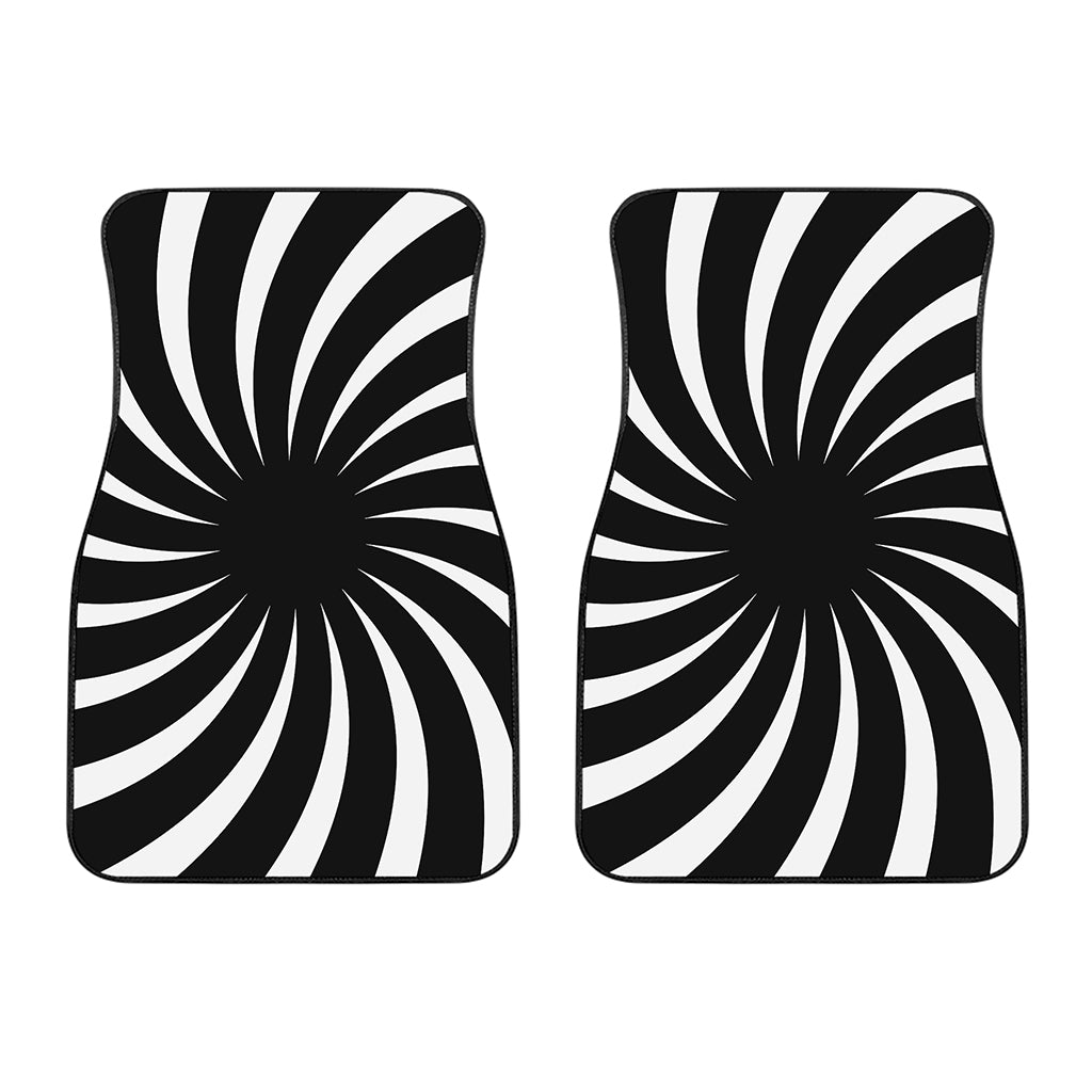 Black And White Vortex Swirl Print Front Car Floor Mats