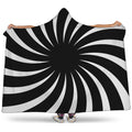 Black And White Vortex Swirl Print Hooded Blanket