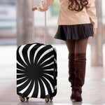 Black And White Vortex Swirl Print Luggage Cover