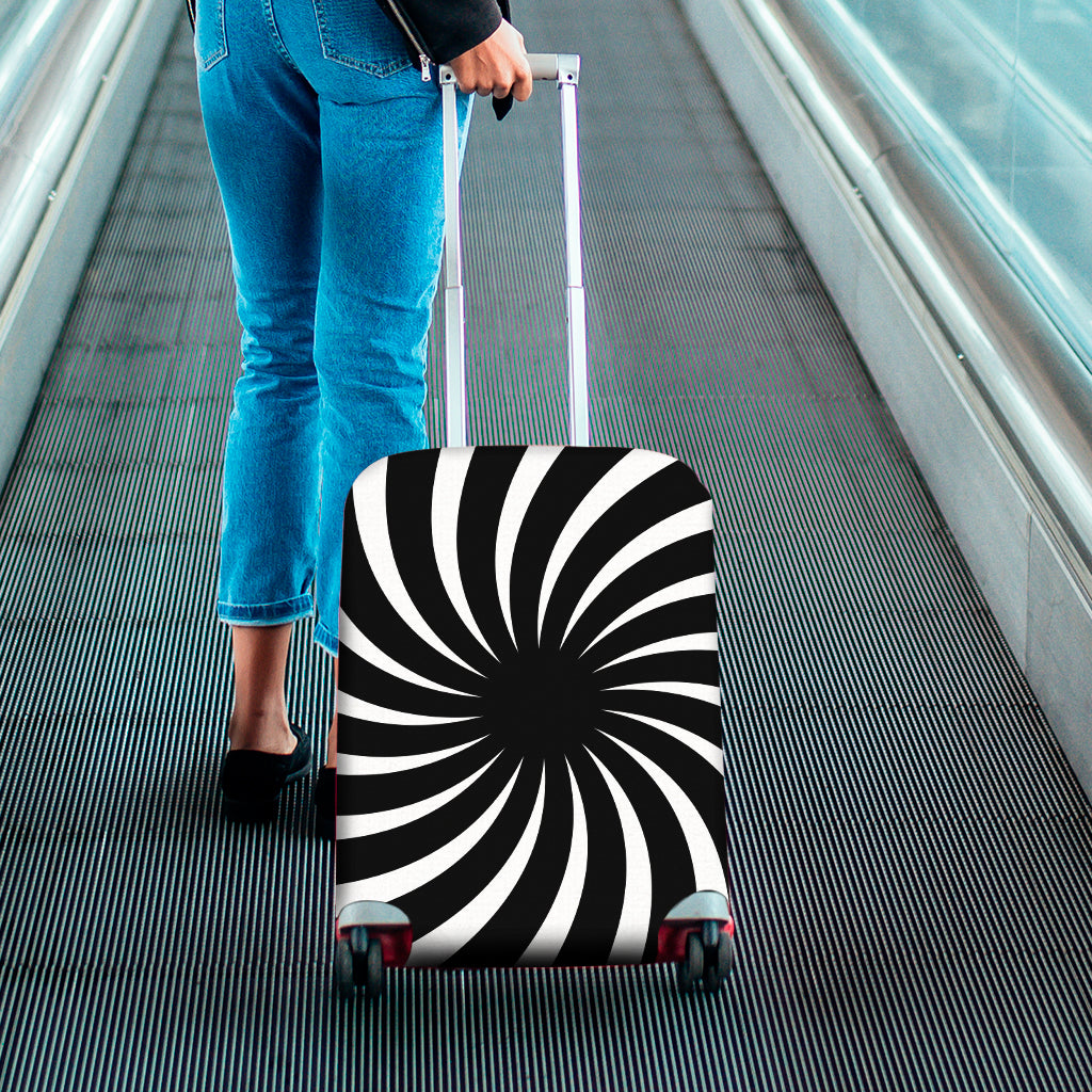 Black And White Vortex Swirl Print Luggage Cover