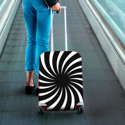 Black And White Vortex Swirl Print Luggage Cover