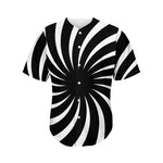 Black And White Vortex Swirl Print Men's Baseball Jersey