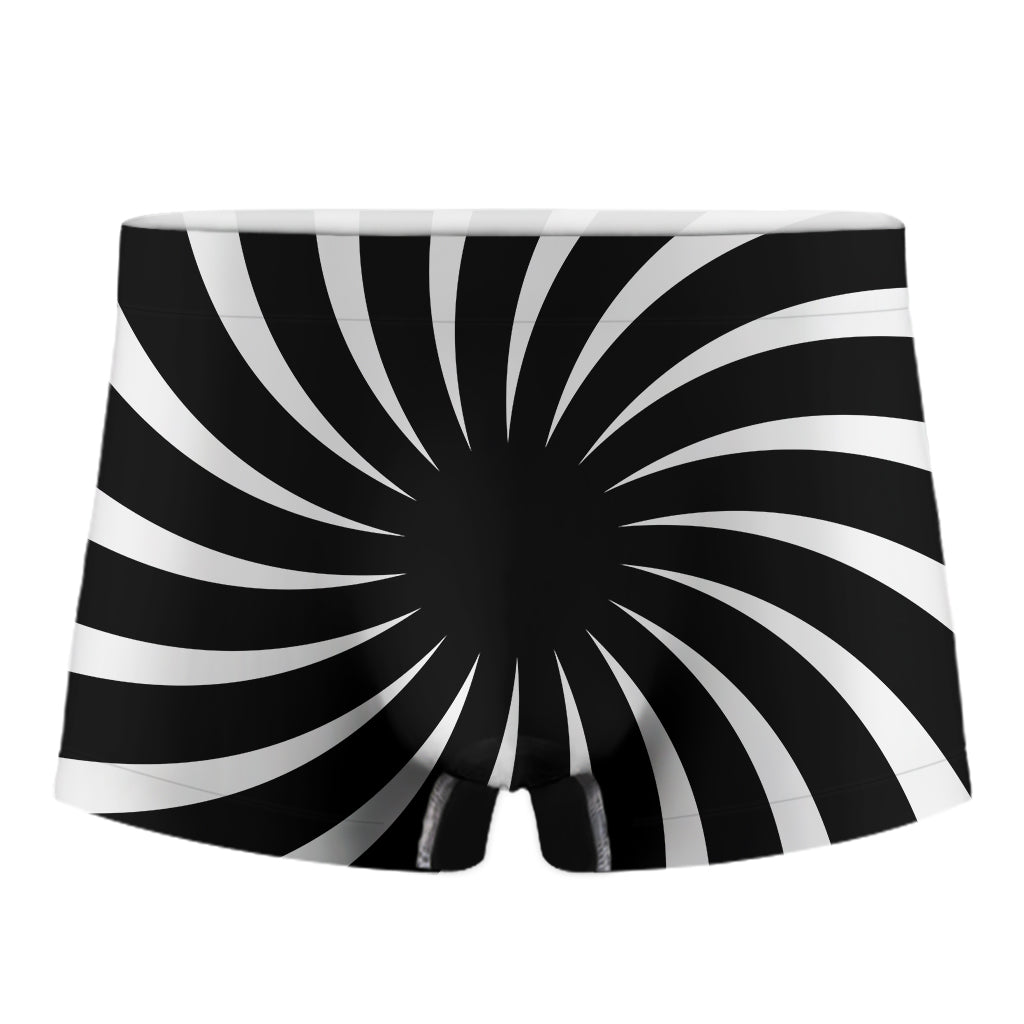 Black And White Vortex Swirl Print Men's Boxer Briefs