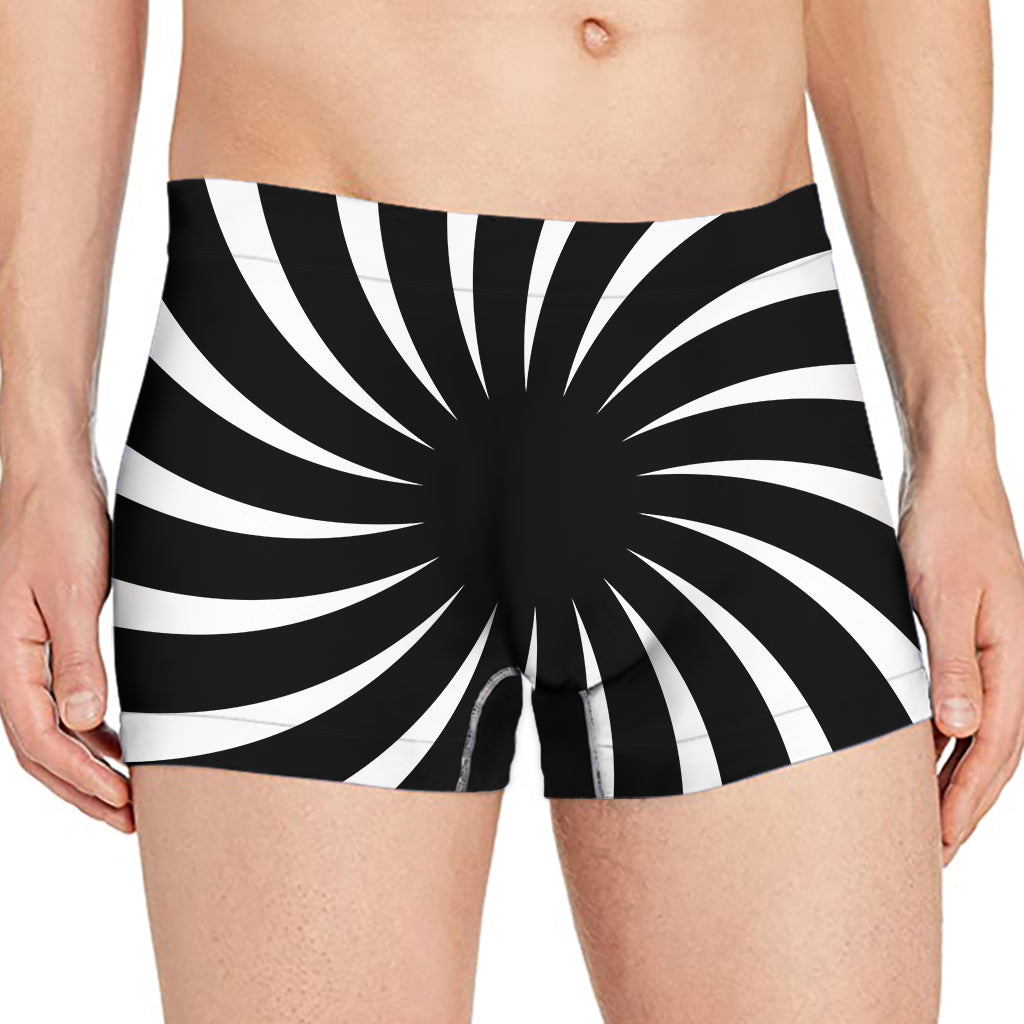 Black And White Vortex Swirl Print Men's Boxer Briefs