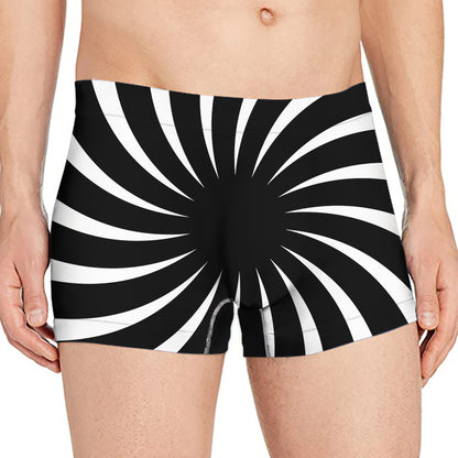Black And White Vortex Swirl Print Men's Boxer Briefs