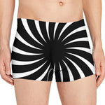 Black And White Vortex Swirl Print Men's Boxer Briefs