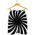 Black And White Vortex Swirl Print Men's Shorts