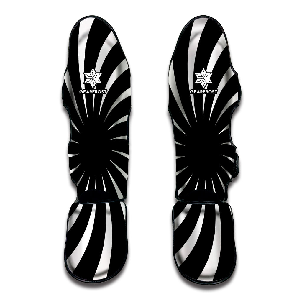 Black And White Vortex Swirl Print Muay Thai Shin Guard