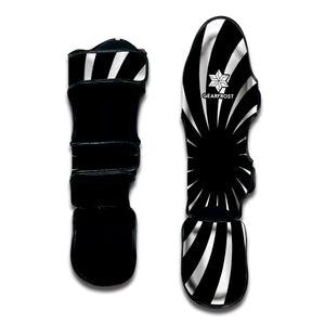 Black And White Vortex Swirl Print Muay Thai Shin Guard