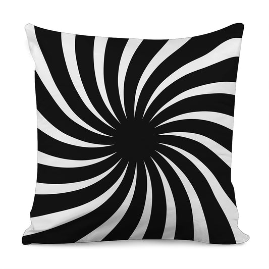 Black And White Vortex Swirl Print Pillow Cover