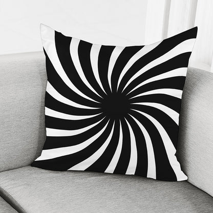 Black And White Vortex Swirl Print Pillow Cover