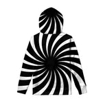 Black And White Vortex Swirl Print Pullover Hoodie