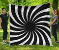 Black And White Vortex Swirl Print Quilt