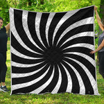 Black And White Vortex Swirl Print Quilt