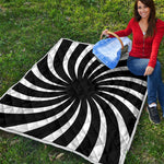 Black And White Vortex Swirl Print Quilt