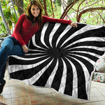 Black And White Vortex Swirl Print Quilt