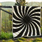 Black And White Vortex Swirl Print Quilt