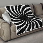 Black And White Vortex Swirl Print Quilt
